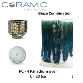 Palladium PC-04 over Ice C-23 Pottery Cone 5 Glaze Combination